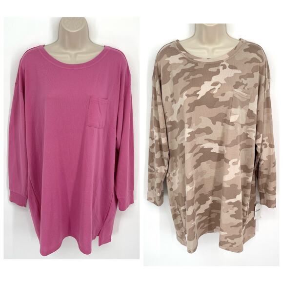 Jenni NWT Women's 2 Pack Bundle Sleep Shirts SZ XL Pink Tease, Toffee Candy Camo - Picture 1 of 8